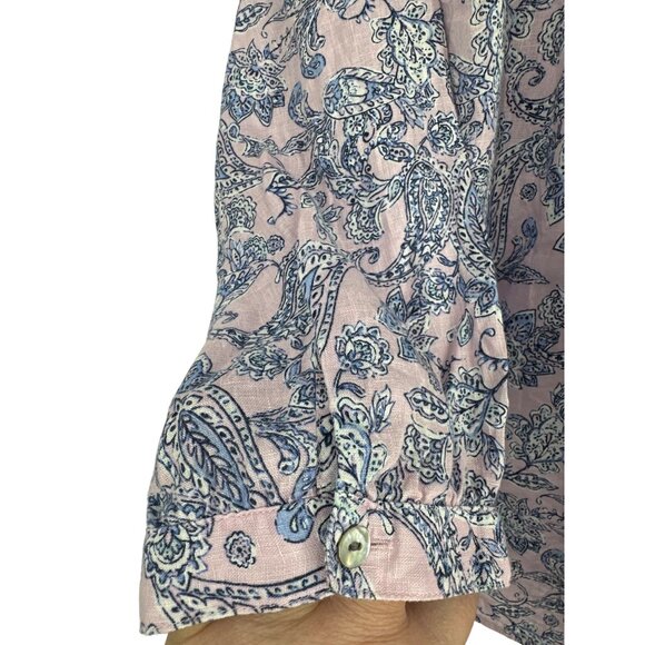 J.Jill Womens Boho Style Pink & Blue Paisley Print Linen Tunic Top Size 2X - Picture 4 of 9